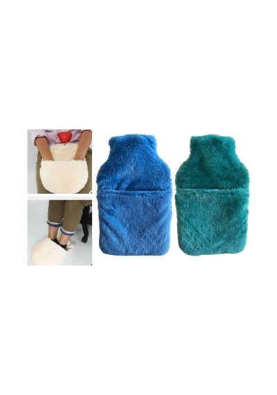 Sıcak Su Torbası 2 Adet,cepli Peluş Termofor 32,5x17,5cm 1500 Ml Çok Renkli