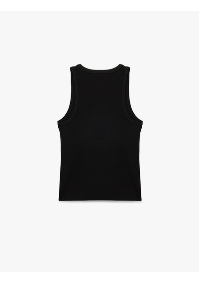 Koton Slim Fit Pamuklu Kolsuz U Yaka Fitilli Atlet Siyah 7wak10004ek