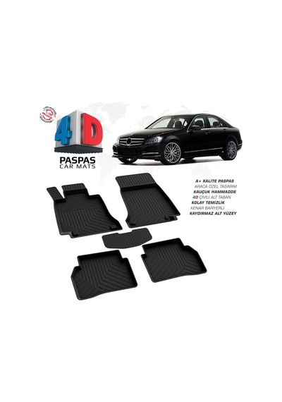 Mercedes C Serisi W204 4d Araca Özel Havuzlu Kauçuk Paspas 2007-2014