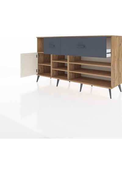 Hyperion Konsol 6 Raflı 2 Çekmeceli Tek Kapaklı 176x44x99 Çam-ay Çam-aytaşı/antrasit Hyperion Konsol 6 Raflı 2 Çekmeceli Tek Kapaklı 176x44x99 Çam-ay Çam-aytaşı/antrasit