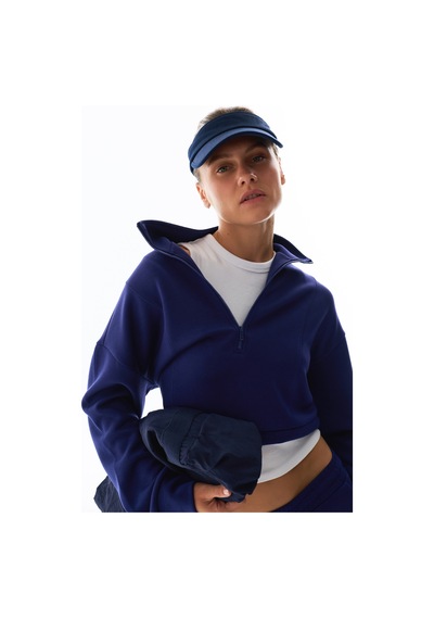 Penti Lacivert İpeksi Dokunuş Silky Touch Yarım Fermuarlı Uzun Kollu Sweatshirt