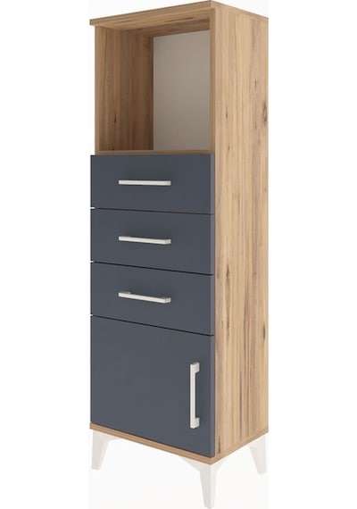 Arges Dolap Tek Raflı 3 Çekmeceli Tek Kapaklı 44x30x134 Çam-antrasit Atlas Çam