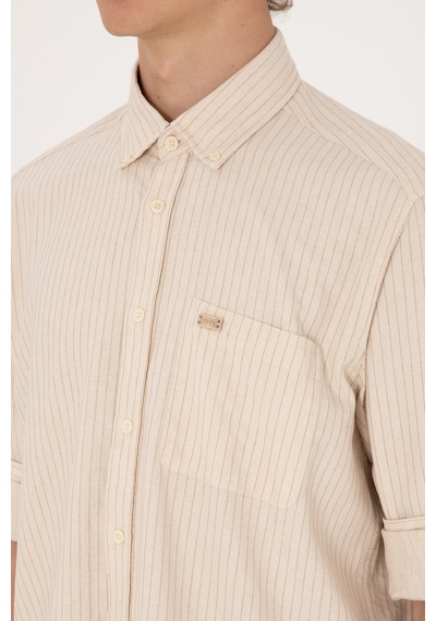 U.S. Polo Assn. Erkek Krem Comfort Fit Cepli Gömlek 50306383-VR071