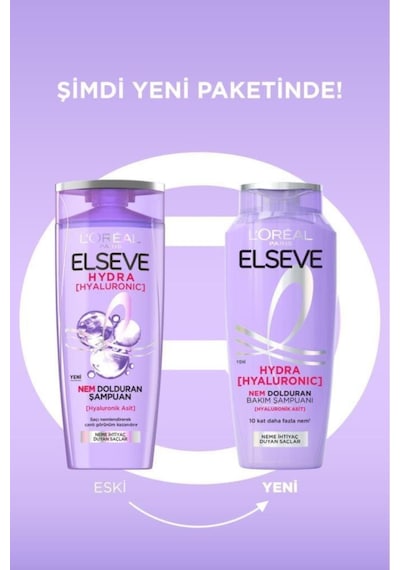 L'Oreal Paris Elseve Hydra Hyaluronic Nem Dolduran Bakım Şampuanı 3 x 300 ML