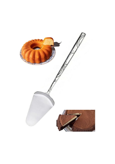 Paslanmaz Çelik 30 Cm. Desen Saplı Pasta Kek Sunum Spatula Çelik Metalik Diğer