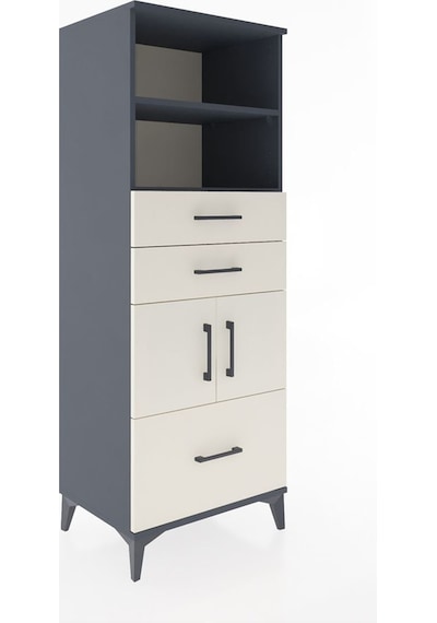 Hyperion Dolap 3 Raflı 3 Çekmeceli 2 Kapaklı 60x44x163 Antras... Antrasit