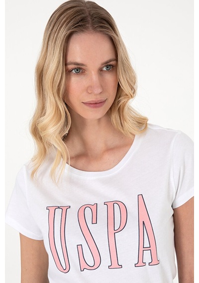 U.S. Polo Assn. Kadın Bisiklet Yaka Tişört 50305842-vr013 Beyaz