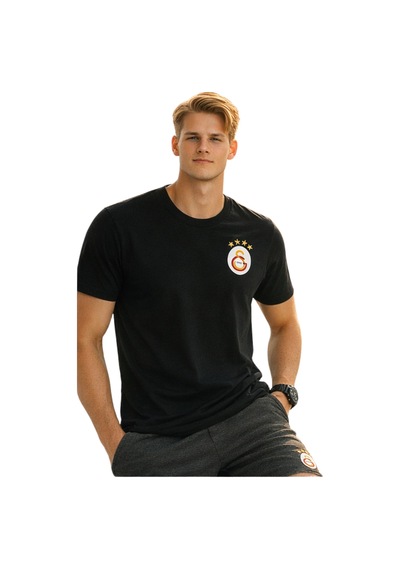 Galatasaray Lisanslı Siyah Basic Ve Siyah Logo Baskılı T-shirt Hediyeli Siyah