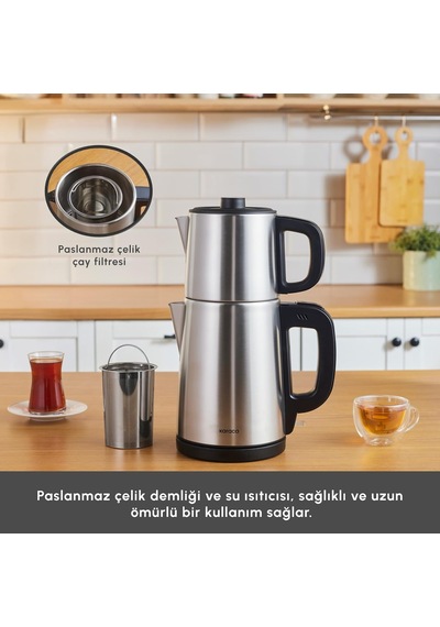 Teabig Xl 35 Çay Bardağı Kapasiteli 2 İn 1 Çelik Çay Makinesi Ve Su Isıtıcı Inox Diğer