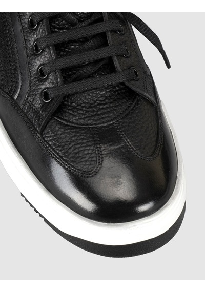 Cabani Premium Deri Siyah Erkek Sneaker