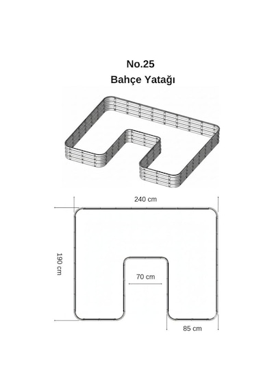 Modüler Yükseltilmiş Bahçe Sebze Yatağı No:25 240x190 Gri