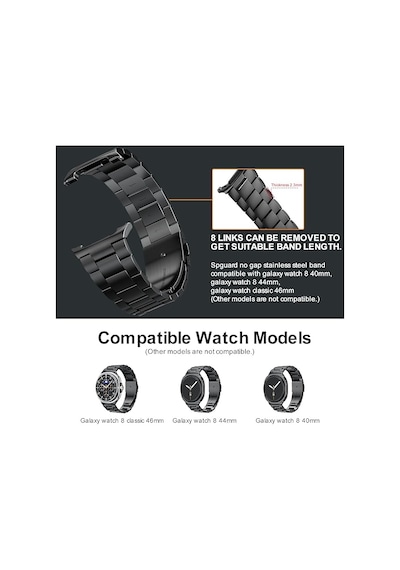 Samsung Galaxy Uyumlu Watch 8 42mm 44mm Classic 46mm Kordon Klipsli Metal Kordon 04 +kısaltma Aparatı