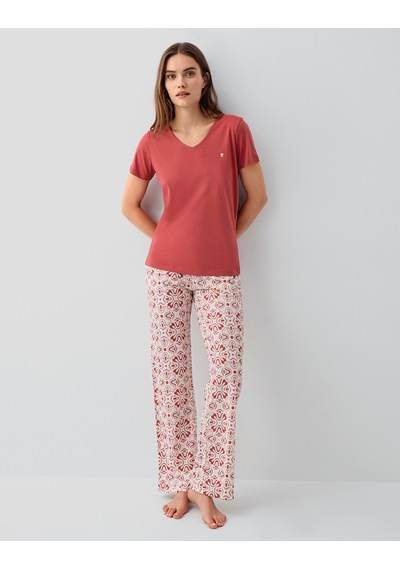 Pierre Cardin 9195 Modal Pamuk Cepli Kısa Kol Kadın Pijama Takımı Bordo