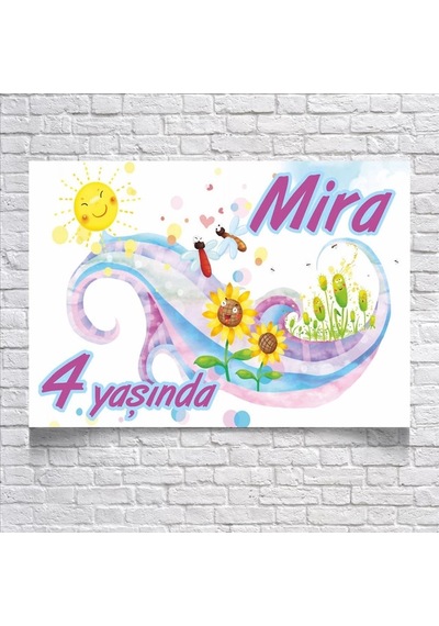 Güneş Ve Ayçiçeği Temalı Doğum Günü Afişi 100x150 Cm