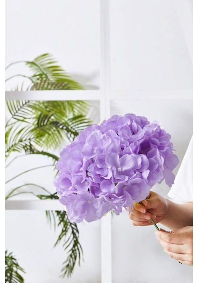 Yapay Çiçek Ortanca Çiçeği Demeti 43 Cm Açık Lila