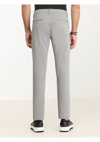 Gri Dokuma Slim Fit Casual Pantolon Gri