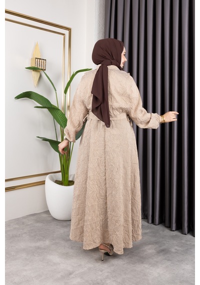 Hira Life Fashion Kadın Vizon Tesettür Giyim Gömlek Detaylı Çizgili Viskon Kıraş Elbise Ikili Takım Vizon Vizon Hira Life Fashion Kadın Vizon Tesettür Giyim Gömlek Detaylı Çizgili Viskon Kıraş Elbise Ikili Takım Vizon Vizon