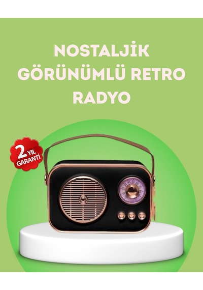 Hubrendy Tekno Nostaljik Retro Radyo Bluetooth, Usb Ve Fm Özellikli Şık Tasarım
