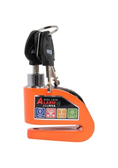 Armor Alarmlı Motorsiklet Disk Kilidi Çelik Gövde 606 Mva 6mm-turuncu