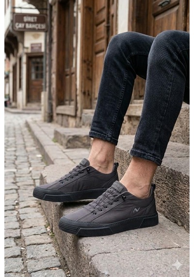 Fort Noka Champ Rahat Memory Foam İç Taban Keten Sneaker Erkek Ayakkabı Füme