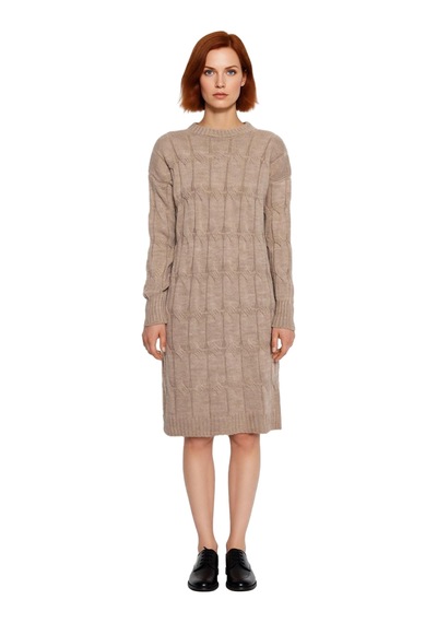 Ersefa Moda Oversize Casual Günlük Çift Plaka Triko Bisiklet Yaka Uzun K Vizon