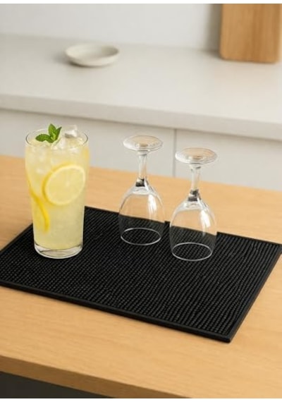 Silikon Bar Matı, Siyah, Kaymaz Tezgah Ve Bulaşık Kurutma Matı, 43x29 Cm, Mutfak Ve Bar İçin Altın