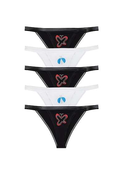 Sensu Kadın Pamuklu Taş Baskılı 5'li Slip Külot Set - Kts3043 Karışık