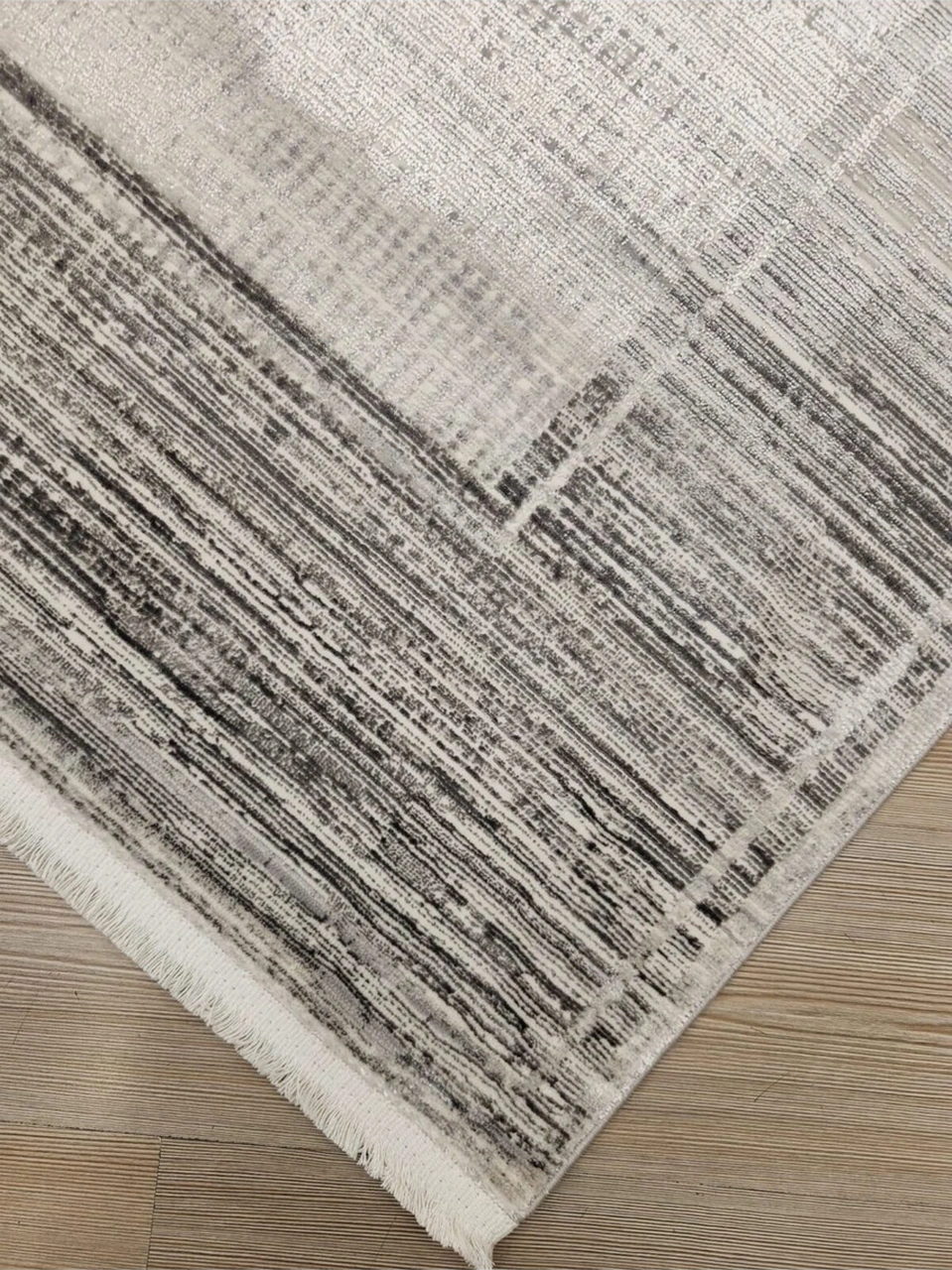 Tuğra Halı Jakarta Jk01 Gri Antrasit Üst Kalite Salon Halısı Eskitme Modern Çerçeve Desen Renkli