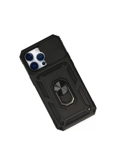 Newface Apple İphone 14 Pro Max Kılıf Pars Lens Yüzüklü Silikon - Siyah