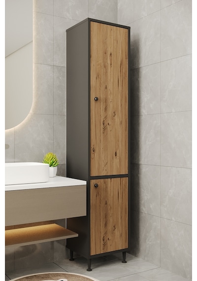 Aeka Ae-2028 Soft 2 Kapaklı Çok Amaçlı Dolap 40x180 Cm Raflı Dar Yüksek Boy Banyo Çok Bölmeli Depolama Dolabı Antrasit - Çam Aeka Ae-2028 Soft 2 Kapaklı Çok Amaçlı Dolap 40x180 Cm Raflı Dar Yüksek Boy Banyo Çok Bölmeli Depolama Dolabı Antrasit - Çam