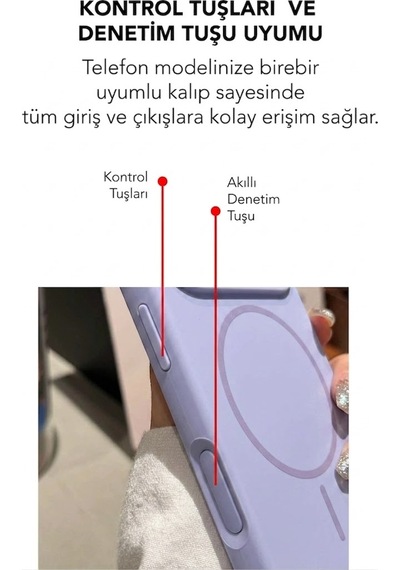 Apple İphone 16 Uyumlu Magsafe Lansman Silikon Kılıf Lila
