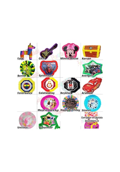 Model Seçmeli Içi Boş Veya Dolu Pinyata + Pinyata Sopası
