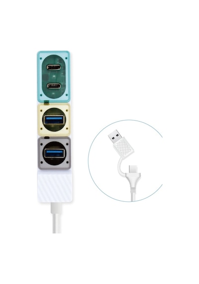 Çok Fonksiyonlu Usb 3.0 Çoklayıcı Ve Kart Okuyuculu Hub Adaptör Tip-c Ve Usb Girişli Çok Amaçlı Taşınabilir Kart Okuyucu