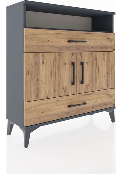 Arges Şifonyer 3 Raflı 2 Çekmeceli 2 Kapaklı 88x30x96 Antrasit-çam Antrasit