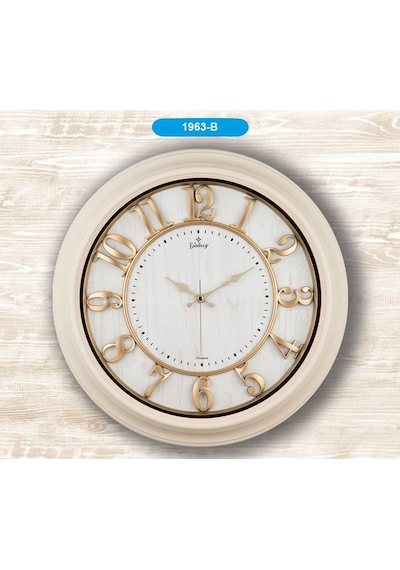 Galaxy 1963-B Premium Kabartma Desen Krem 45Cm Büyük Duvar Saati Çok Renkli