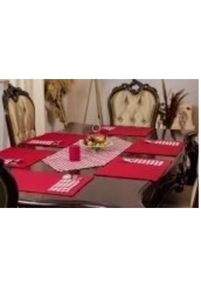 Tropik Home Amerikan Servis Moena Dinner Runner Seti - Kırmızı