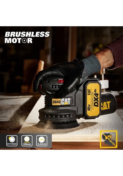 Cat Dx43b 18volt 125mm Kömürsüz Devir Ayarlı Profesyonel Eksantrik Zımpara Akü Dahil Değildir
