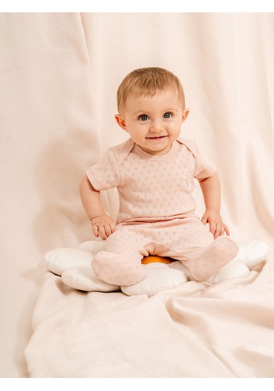 Kidaxi Jakarlı Çıtçıtlı Body Patikli Alt Bebek Takımı Pudra