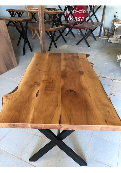 Bintaşmobilya Doğal Ceviz Ağacı Kütük Masa 150X85.Cm