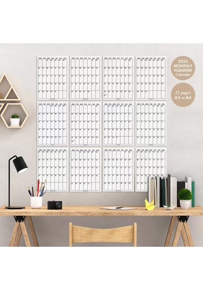 2027 Aylık Planlayıcı Duvar Takvimi, 33x48 Cm & A4 Takvim, 12 Ay Poster Takvim, Organizer Takvim
