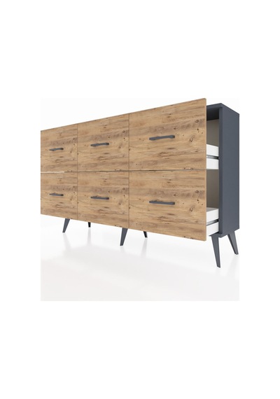 Arges Konsol 6 Çekmeceli 132x30x83 Antrasit-antrasit/çam Antrasit/çam Arges Konsol 6 Çekmeceli 132x30x83 Antrasit-antrasit/çam Antrasit/çam