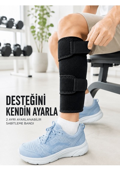 Sporcu Baldırlığı Ayarlanabilir Bantlı Baldır Destek Aparatı Siyah Çok Renkli