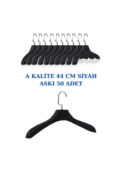 Ceket Elbise Askısı Plastik Soft Siyah Abs Gömlek Kıyafet Askısı 50 Adet Diğer