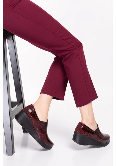 Gondol Hakiki Deri Anatomik Taban Rahat Ayakkabı Esfa.4052 Bordo Croco