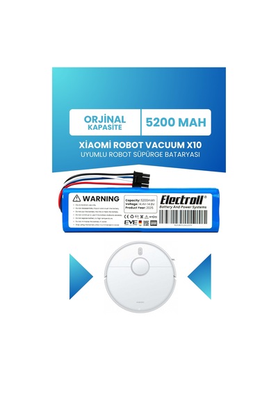 Xiaomi Robot Vacuum X10 Uyumlu Batarya Kapasite 5200mah Pil Robot Süpürge Bataryası