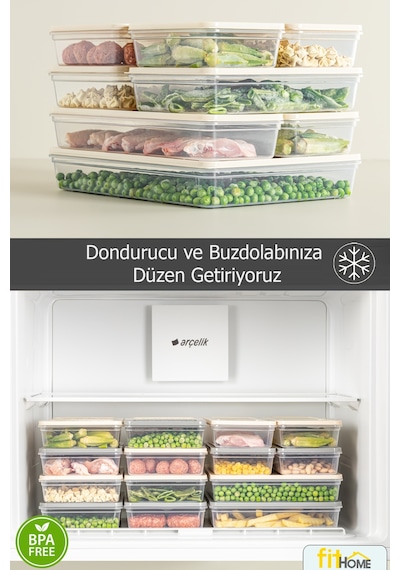 2'li Fitbox Set 2400 Ml Hava Geçirmez Buzdolabı Ve Buzluk Düzenleyici Gri Kapak