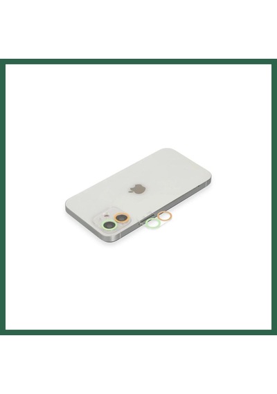 Bezos İphone 11 Uyumlu Renkli Kamera Lens Koruma Cam - Turuncu-yeşil Bzs01