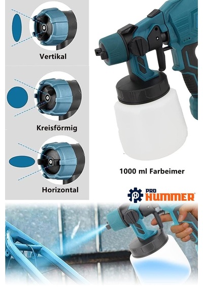 Prohummer Ph200 Yüksek Basınçlı Çift Akülü Sprey Boya Püskürtme Tabancası Mavi