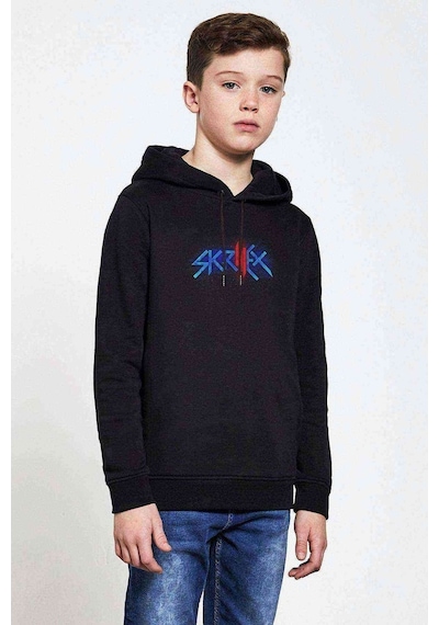 Tshirthane Skrillex Logo Baskılı Unisex Çocuk Kapüşonlu Siyah Sweatshirt