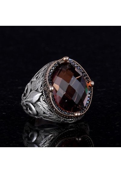 925 Ayar Gümüş Yüzükler Premium Oluşturulmuş Taşlarla Sultanite Oluşturulmuş Taş Gümüş